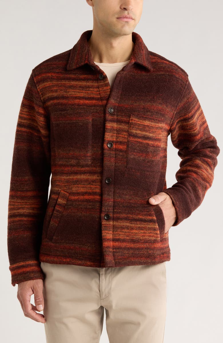 Percival Mississippi Jacquard Boiled Wool Blend Overshirt, Alternate, color, Brown Multi