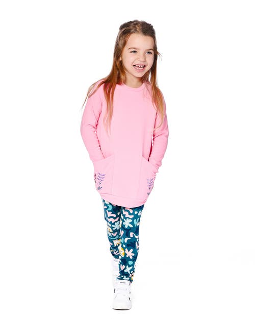 Deux Par Deux Super Soft Tunic Tee With Embroidered Pockets In Pink