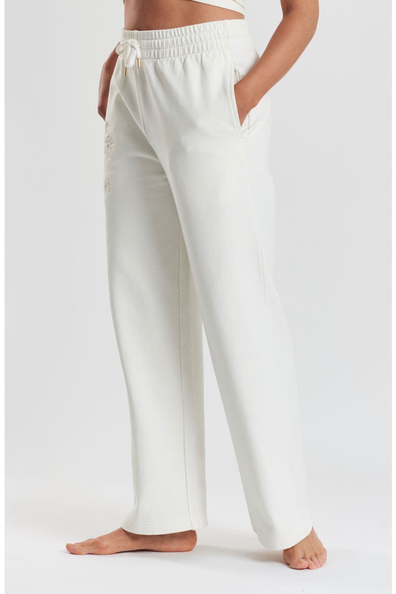 Sitka Blossom-Embroidered Ethical-Cotton Joggers, Main, color, Moonlight White