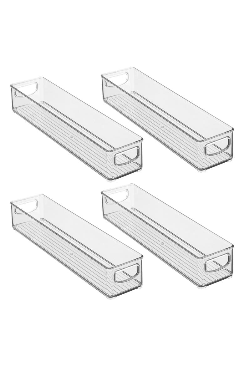 Stackable Pantry Storage Bins with Handles, Set of 4, Clear, Made in USA, Main, color, Clear