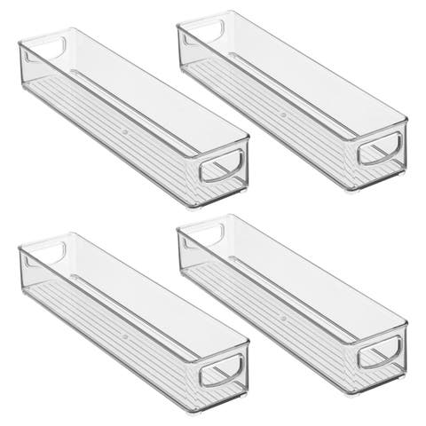 Stackable Pantry Storage Bins with Handles, Set of 4, Clear, Made in USA