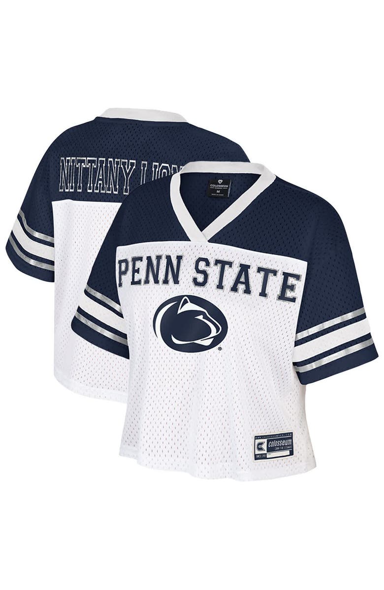 COLOSSEUM Women's Colosseum White Penn State Nittany Lions Treasure Cropped Football Jersey, Main, color, White