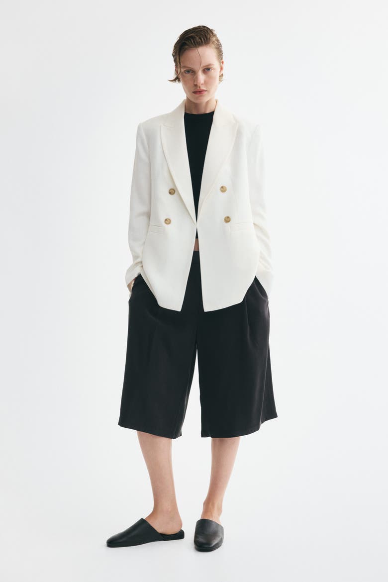 Double-breasted Viscose-blend Blazer, Main, color, Cream