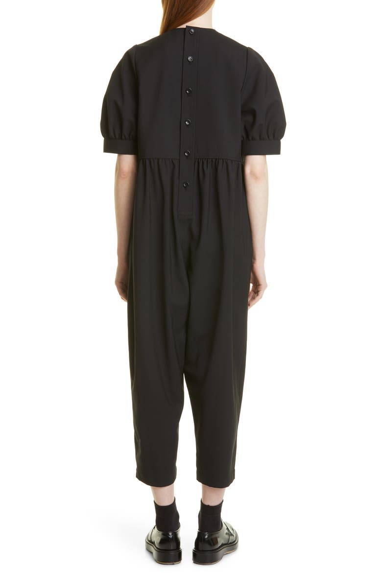 Yarn Dyed Short Sleeve Jumpsuit, Alternate, color, BLACK
