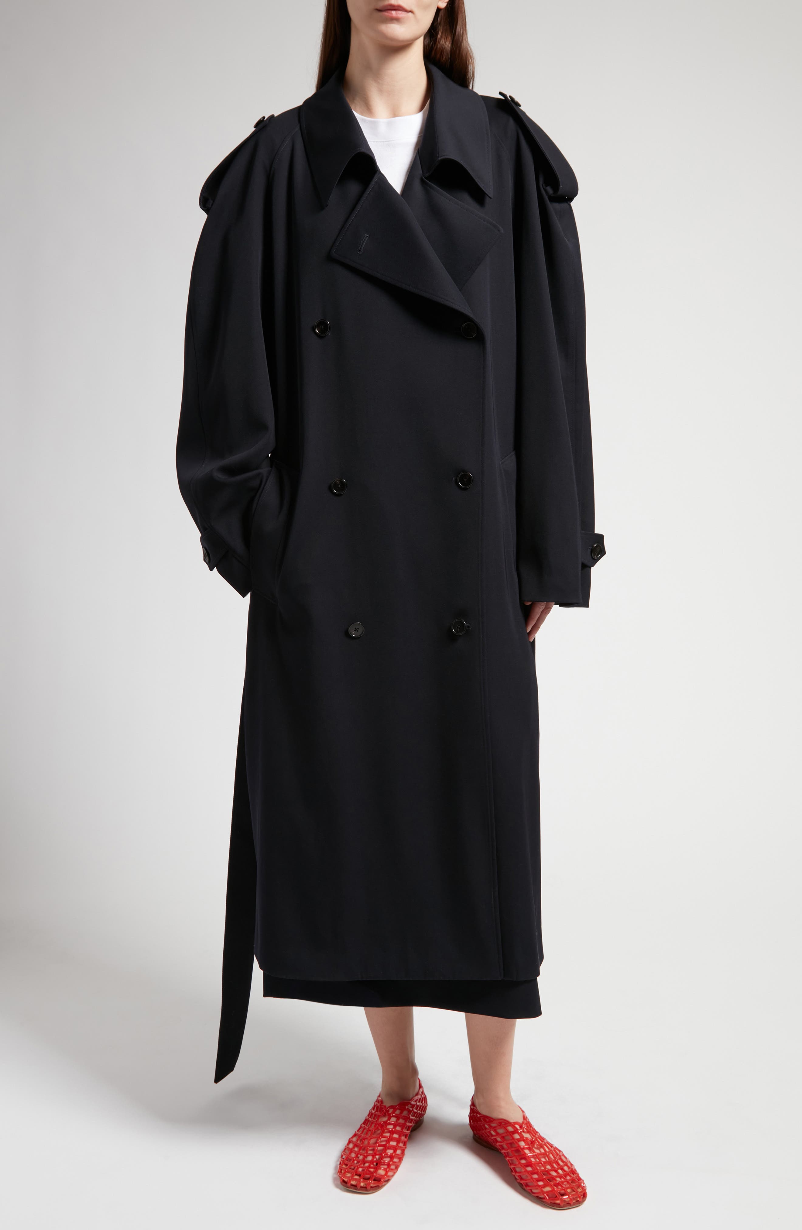 Denver Oversize Double Breasted Virgin Wool Twill Trench Coat