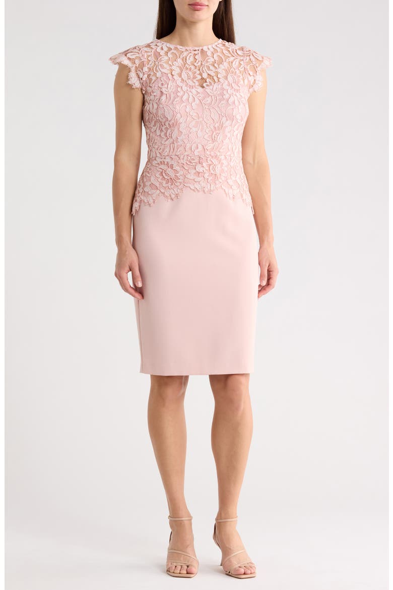 Lace Peplum Dress, Main, color, BLUSH