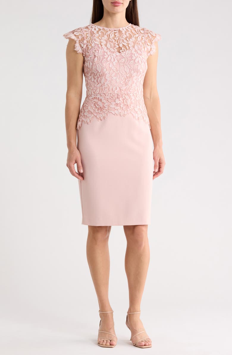 Vince Camuto Lace Peplum Dress, Main, color, Blush