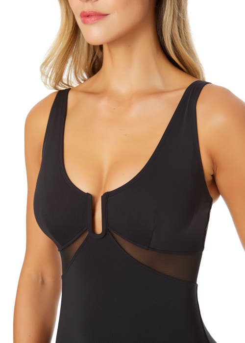 ANNE COLE MESH AROUND U RING MESH INSERT ONE PIECE SWIMSUIT 