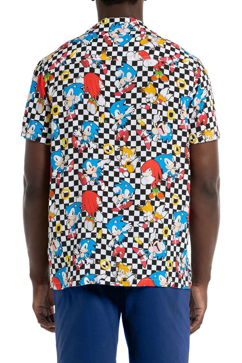 Relaxed Fit Sonic the Hedgehog® Print Camp Shirt, Alternate, color, WHITE CHECK MULTI
