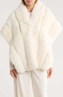 La Fiorentina Lace Trim Faux Fur Cape