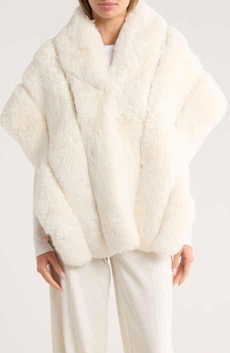 La Fiorentina Lace Trim Faux Fur Cape
