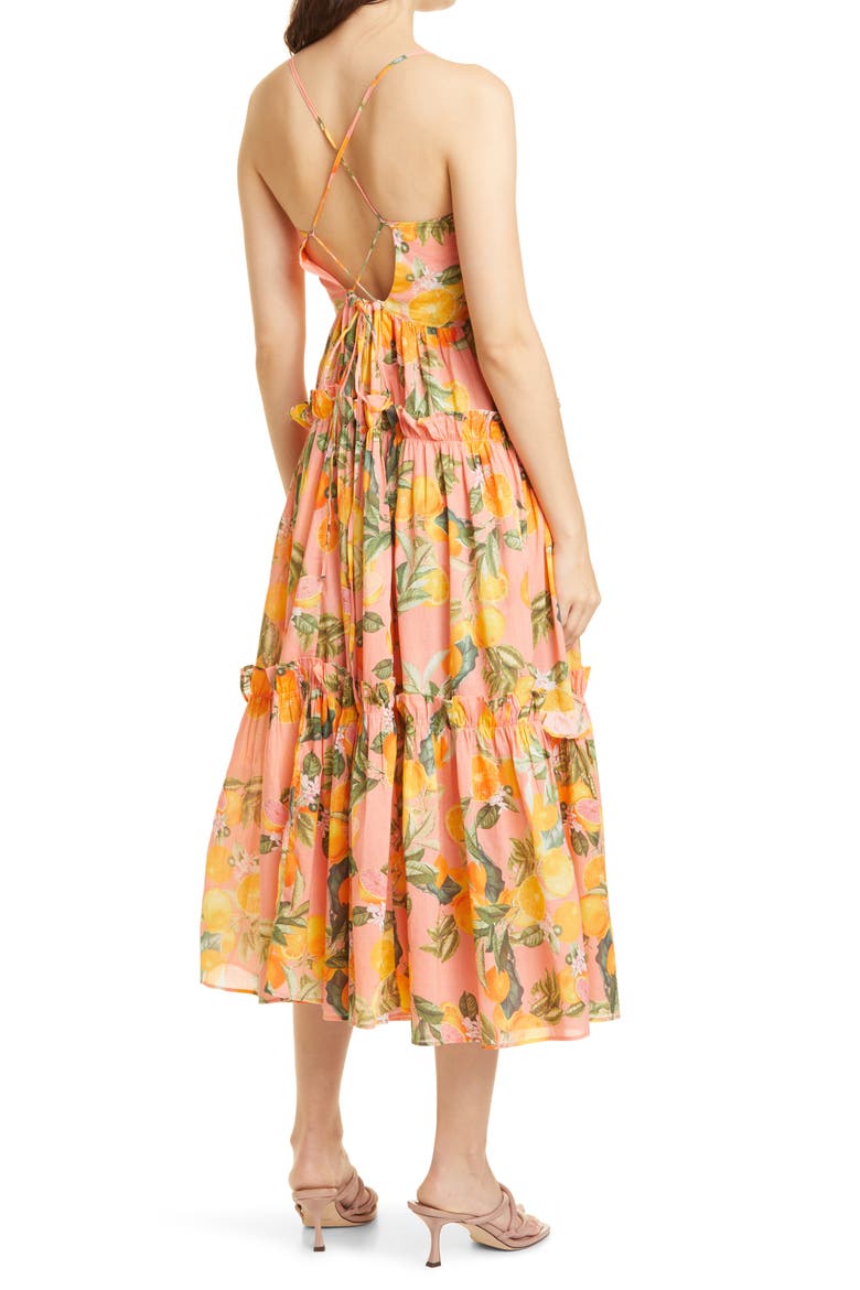Harbour Island Floral Cotton Voile Sundress, Alternate, color, DAHLIA