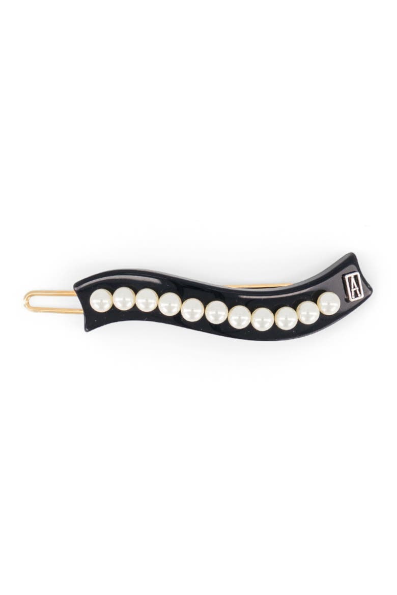 Acetate and pearl side barette, Main, color, Black