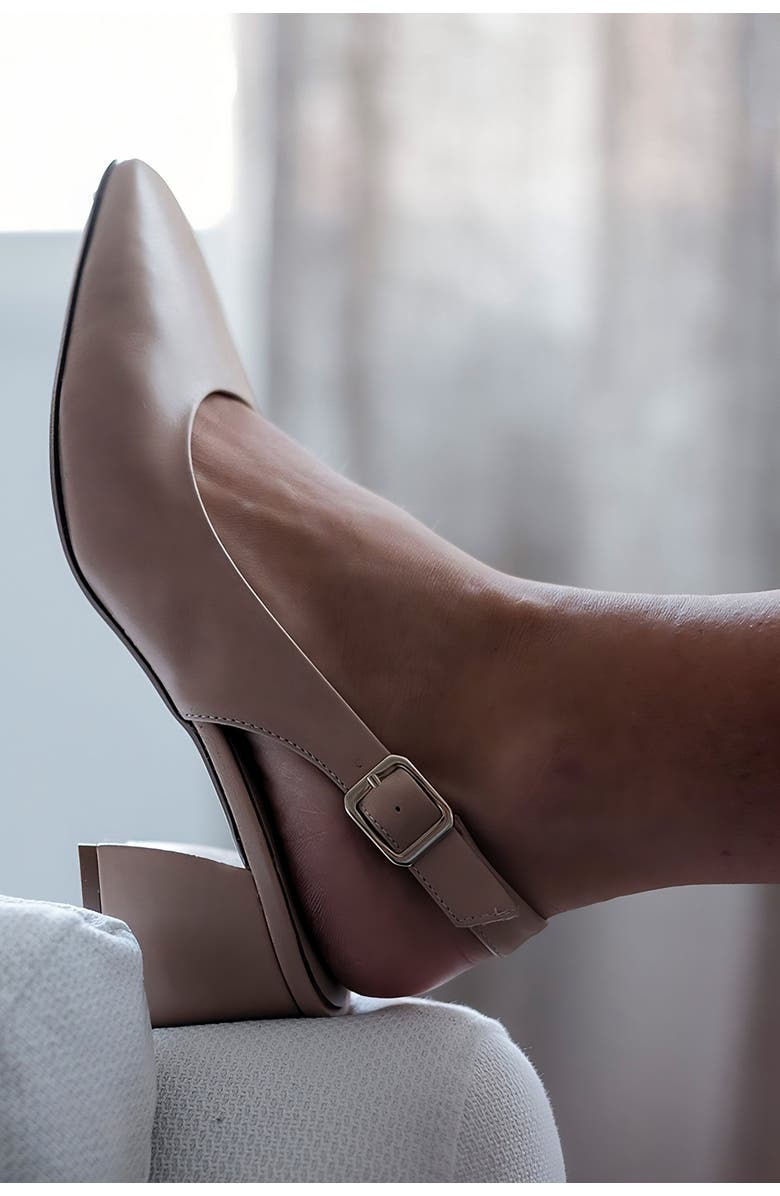 Menina Step Pia Leather Slingback Pump, Alternate, color, Nude