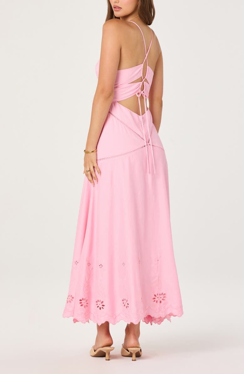 ASTR the Label Lainey Ladder Stitch & Embroidery Detail Linen Blend Dress, Alternate, color, Pink