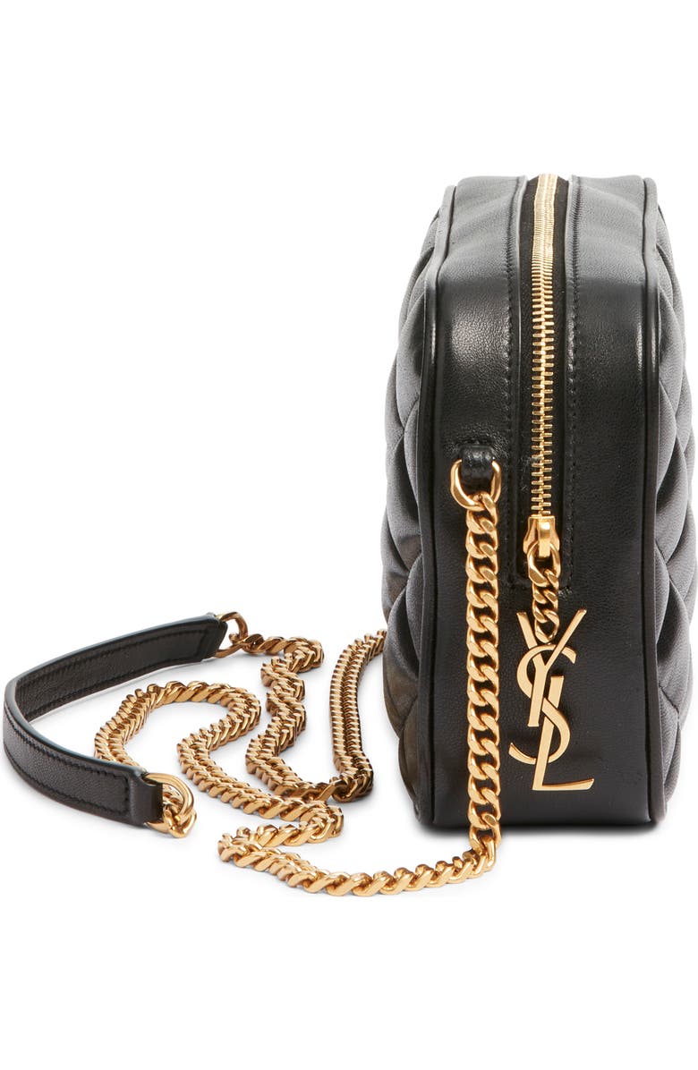 Saint Laurent Gaby Diamond Quilted Leather Camera Bag, Alternate, color, Noir