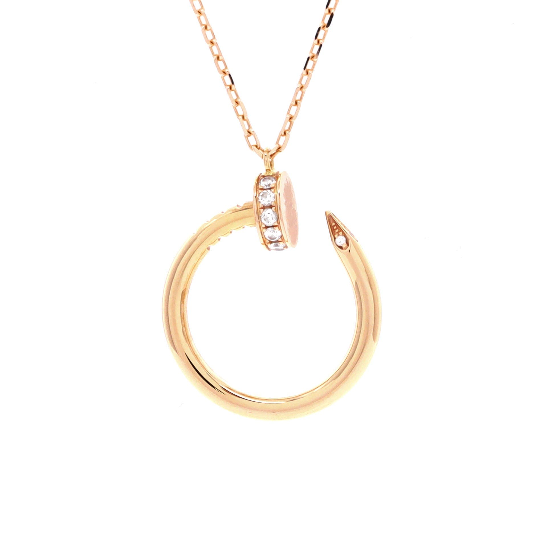 Juste un Clou Pendant Necklace 18K Rose Gold with Diamonds, Main, color, Metallic Gold