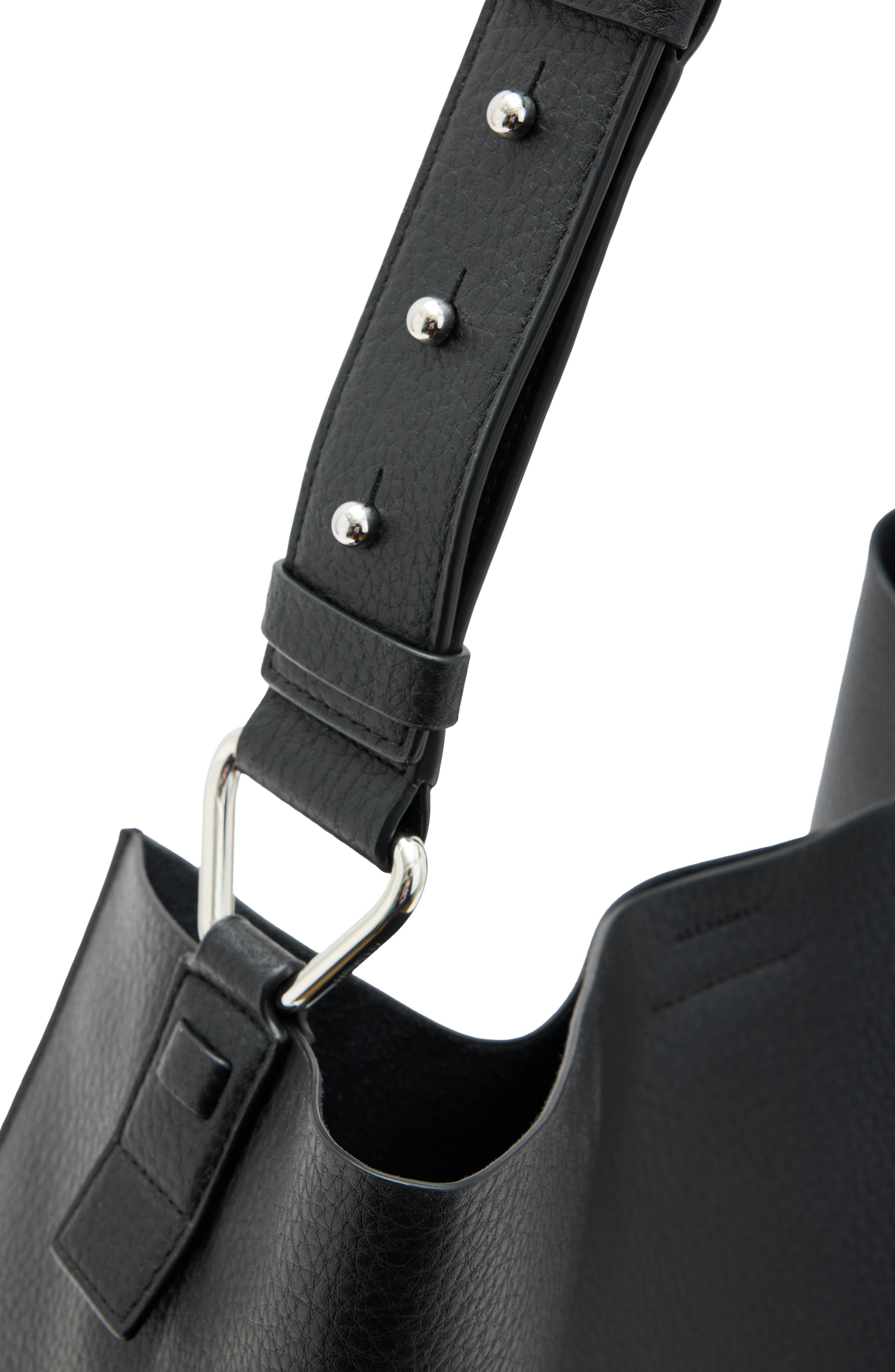 AllSaints Captain N/S Leather Shoulder Bag, Alternate, color, Black