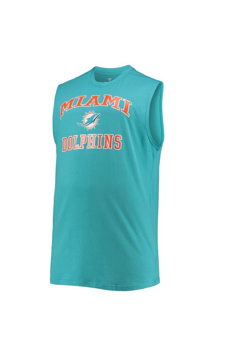 PROFILE Men's Aqua Miami Dolphins Big & Tall Muscle Tank Top, Alternate, color,