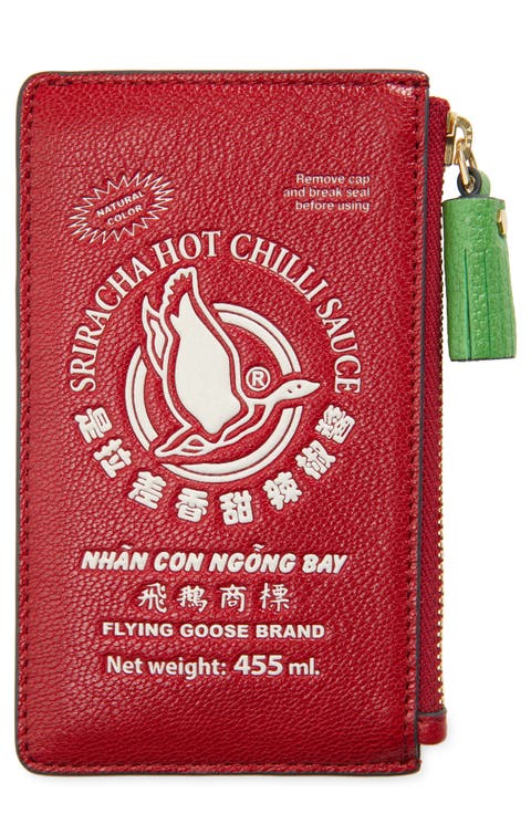 Sriracha Leather Zip Card Case