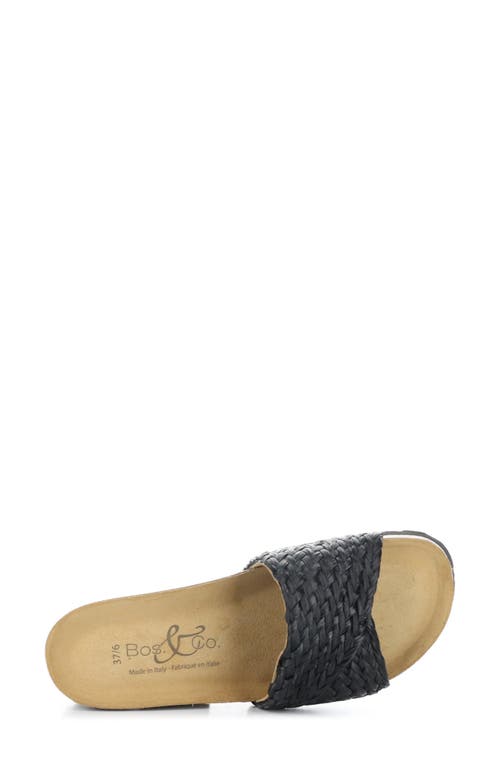Bos. & Co. Luni Crisscross Slide Sandal In Black Rafia