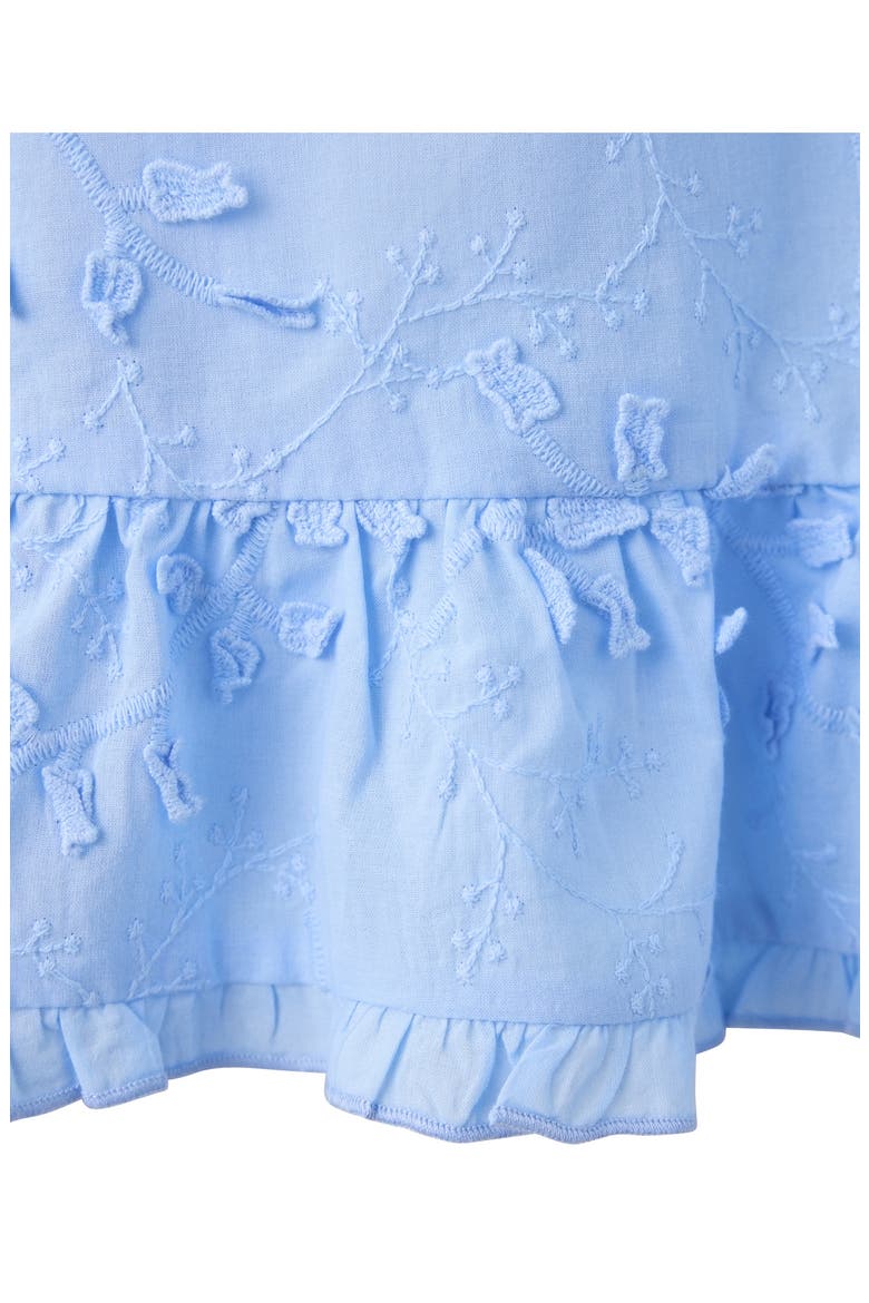 Embroidered Ruffle Peplum Cotton Button-Up Top, Alternate, color, BLUE