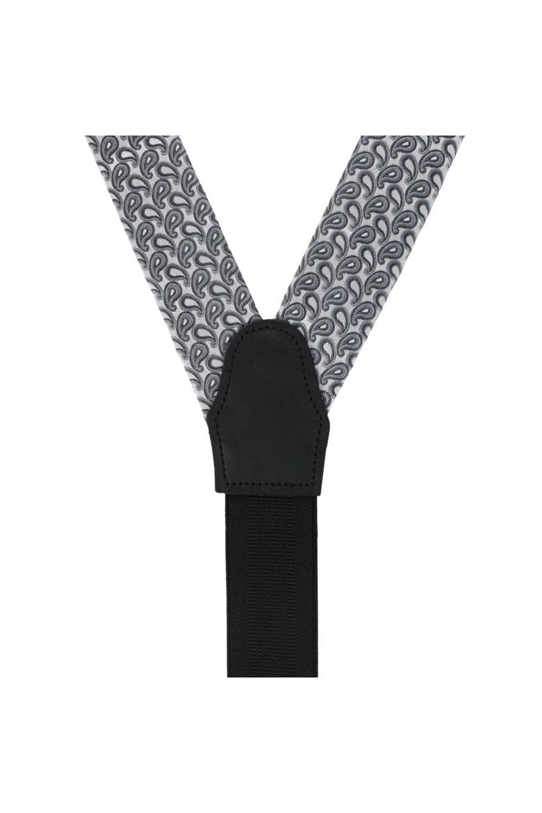Abner's Amoebas Patterned Silk Button End Private Collection Suspenders, Alternate, color, Silver