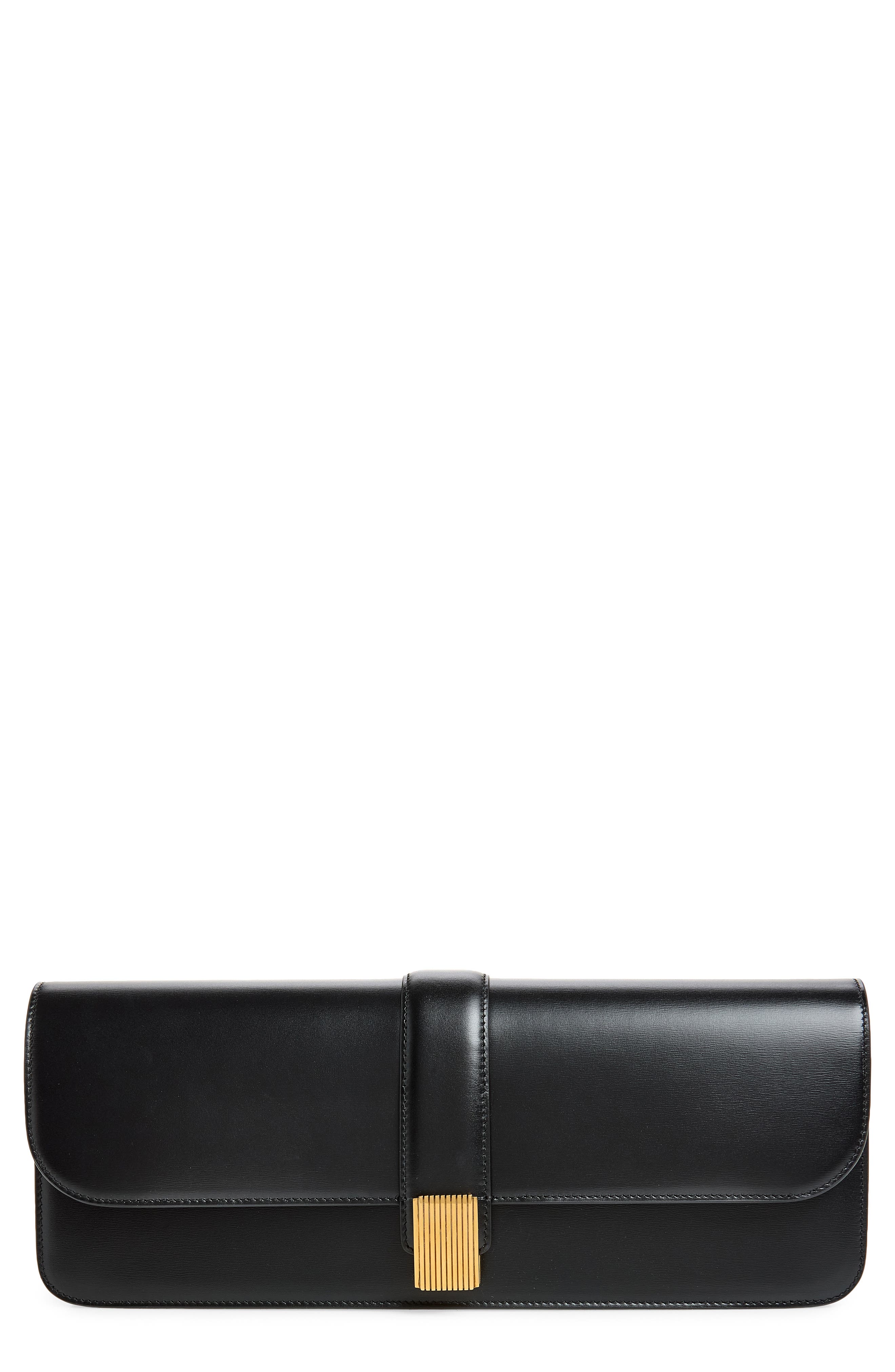 Khaite Blake Leather East/West Clutch, Main, color, Black