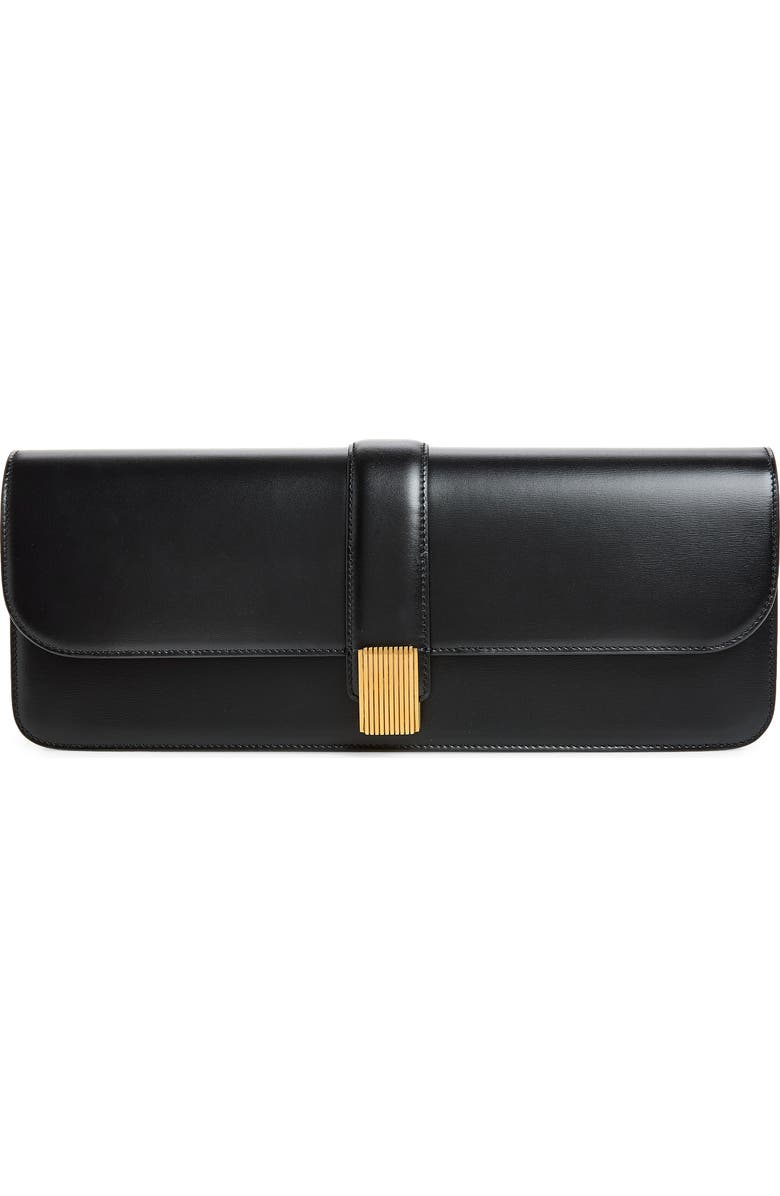 Khaite Blake Leather East/West Clutch, Main, color, Black