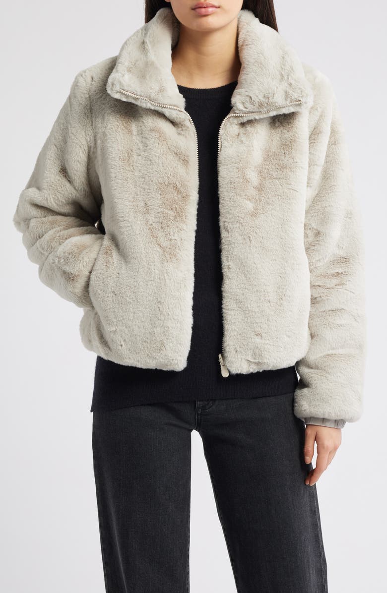 Save The Duck Jeon Water Repellent Reversible Faux Fur Jacket, Main, color, Rainy Beige