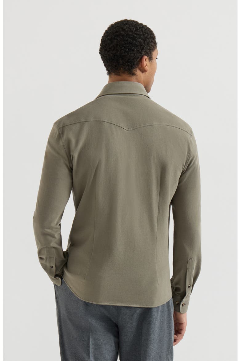 Cotton piqué Western shirt, Alternate, color, Military