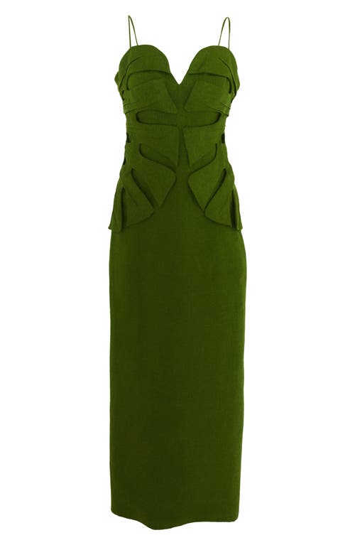 Farm Rio Monstera Leaf Linen Sleeveless Dress In Green