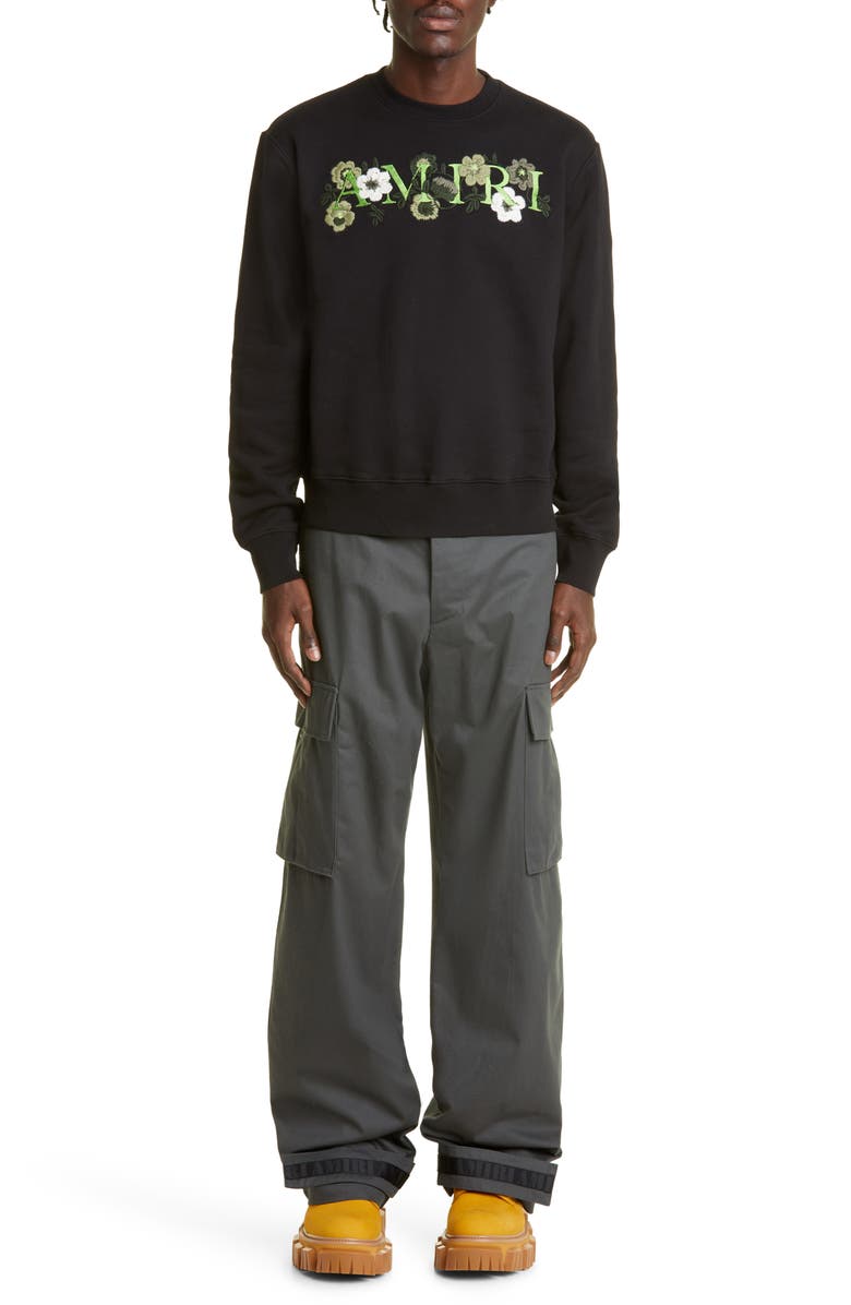 AMIRI Embroidered Floral Logo Graphic Sweatshirt, Alternate, color,