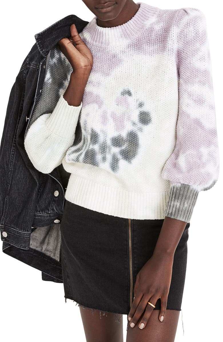 Madewell Tie Dye Puff Sleeve Sweater, Main, color,
