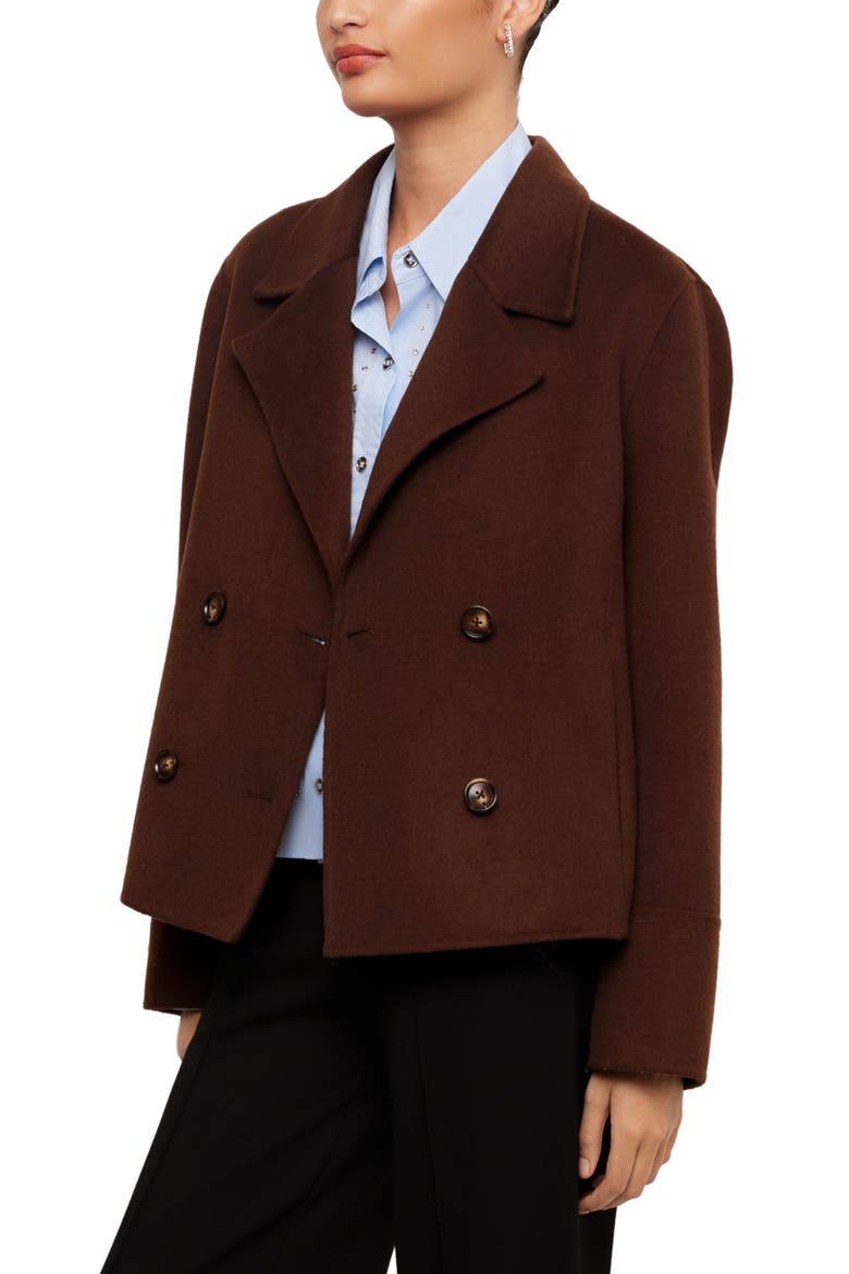 Naomi Cropped Peacoat, Alternate, color, WOOD