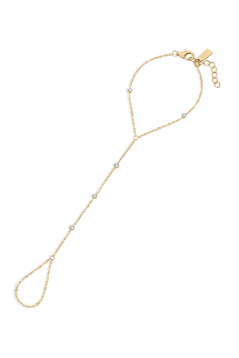 Starlet Crystal CZ Hand Chain Bracelet, Main, color, Gold