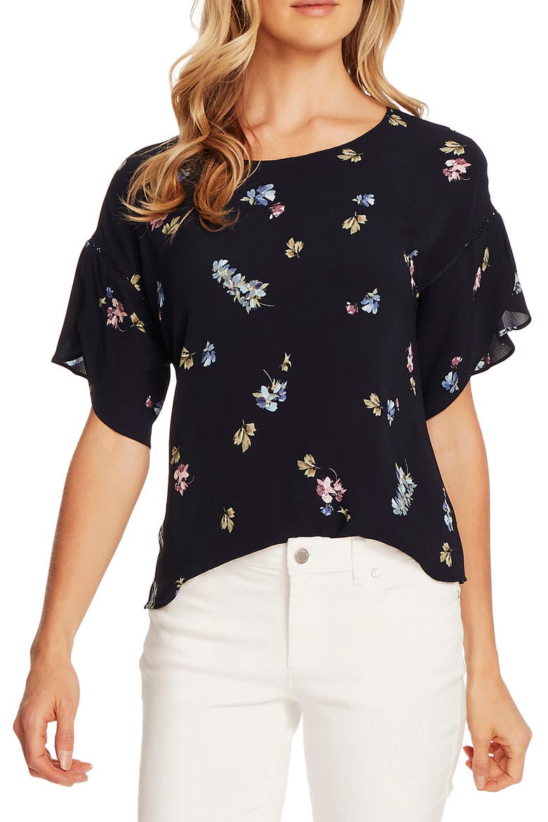 Romantic Buds Tulip Sleeve Top, Main, color, NIGHT NAVY