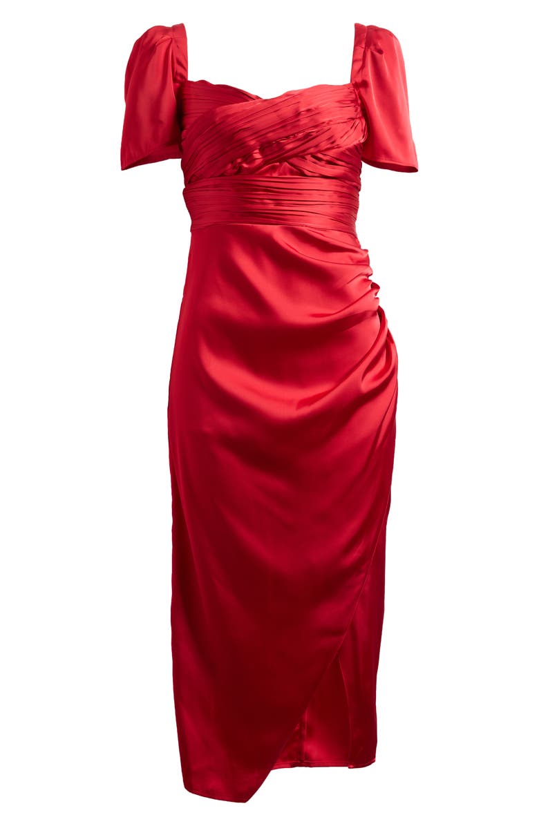 Mila Mae Pleated Satin Sheath Dress, Alternate, color, 