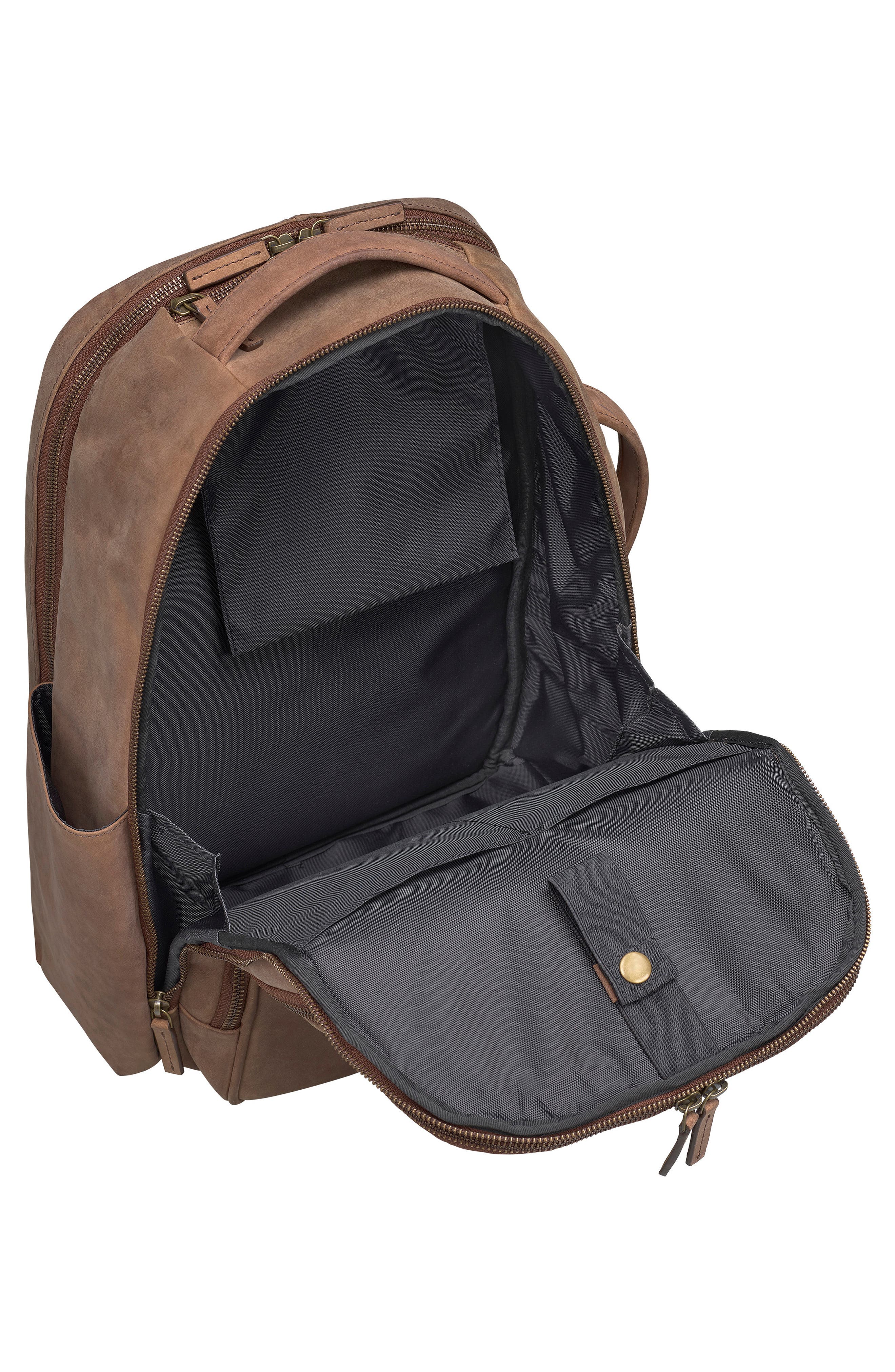 Johnston & Murphy Leather Backpack, Alternate, color, 