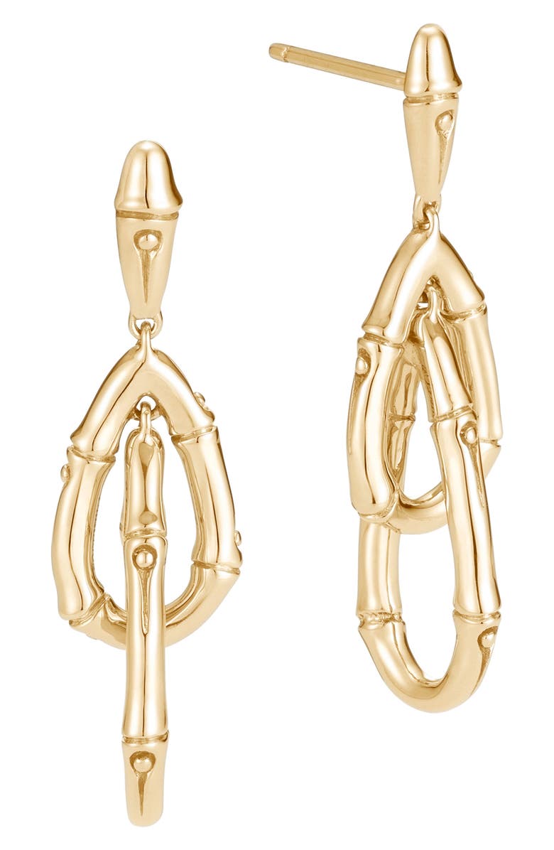 John Hardy Bamboo 18K Gold Drop Earrings, Main, color,