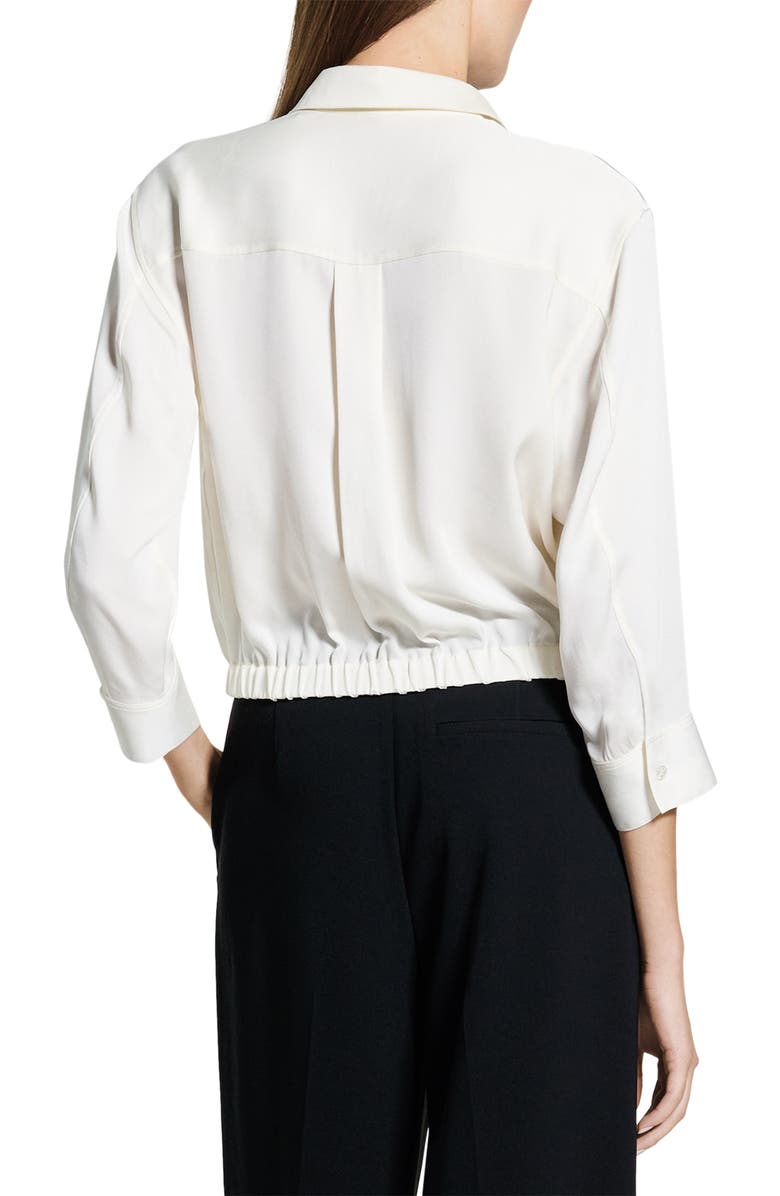 Theory Elastic Hem Silk Button-Up Shirt, Alternate, color, Ivory