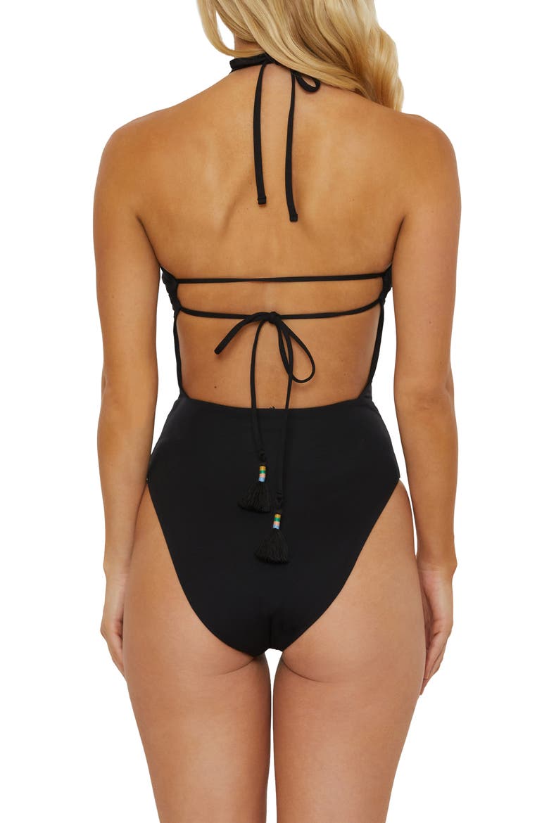 1969 Maillot Halter One-Piece Swimsuit, Alternate, color, BLACK