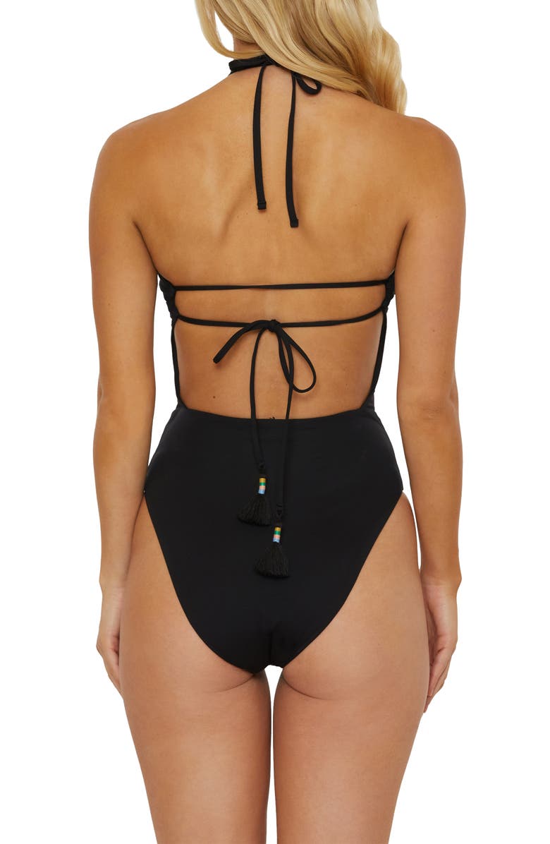 Isabella Rose 1969 Maillot Halter One-Piece Swimsuit, Alternate, color, Black