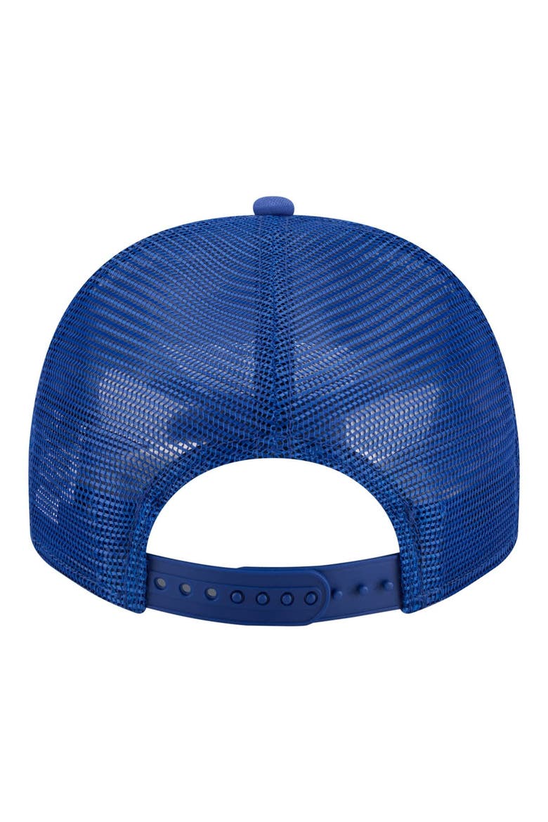 Men's New Era  Royal New York Mets Worn A-Frame 9FIFTY Trucker Snapback Hat, Alternate, color, Royal