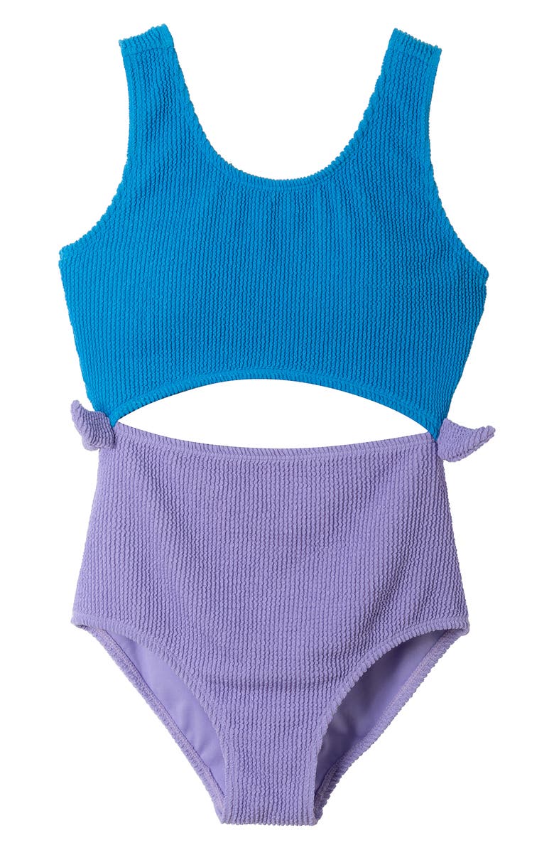 Andy & Evan Kids' Textured Cutout One-Piece Swimsuit, Main, color,