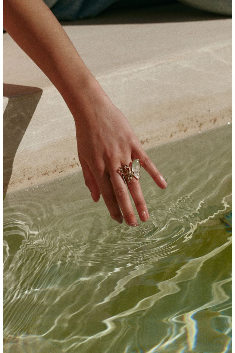 Butterfly Serenade Ring, Alternate, color, Gold & White