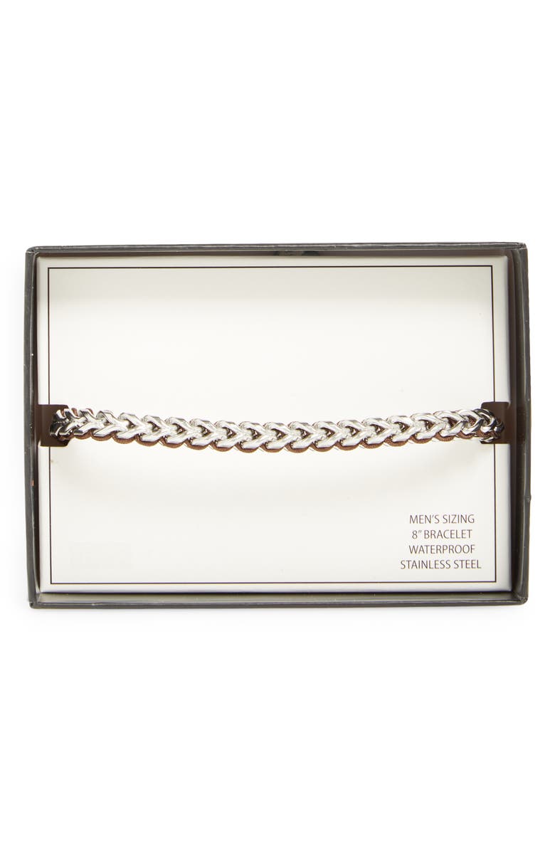 NORDSTROM RACK Men's Cord & Chain Bracelet, Main, color, Brown- Silver