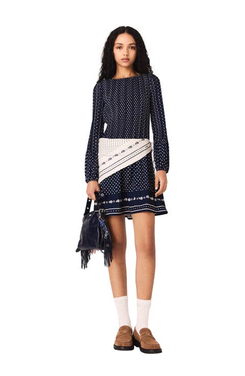 Patterned pleated dress