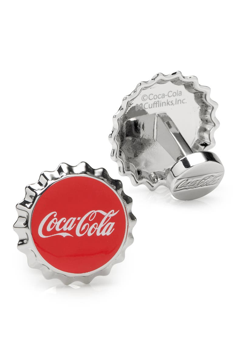 Coca Cola Bottle Cap Cuff Links, Alternate, color, RED