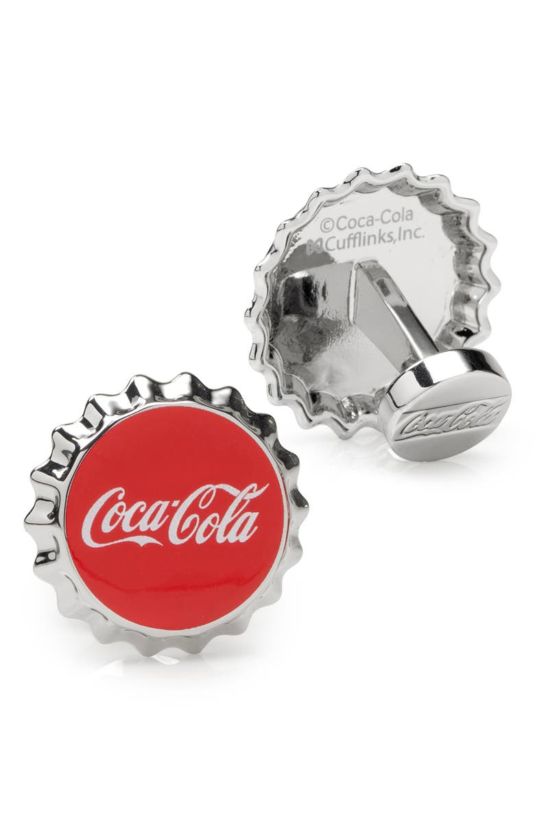 Cufflinks, Inc. Coca Cola Bottle Cap Cuff Links, Alternate, color, Red